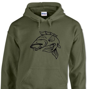 Regalos de pesca para hombres - Sudadera con capucha de pescador con logotipo de carpa - Equipo y ropa de pesca para niños - Regalos de cumpleaños para él - Ideas de regalos de pescador