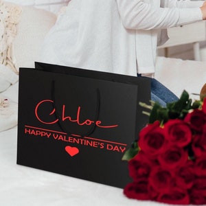 Personalisierte Valentinstag Geschenktüten für ihn sie, Geschenk Jahrestag Verpackung Freund, Freundin, Frau, Ehemann Verlobte individuelle Geschenkideen
