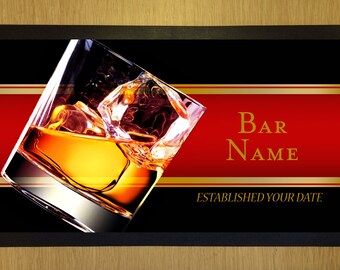 Customised Bar Runner Any Logo Black Bar Towel Runner Pub Mat Beer Cocktail Ebay