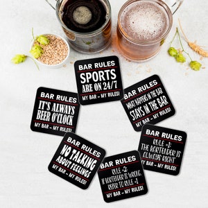 Beer Mats in Packs of 24, 48, 96 Bulk Buy Absorbent Square Cardboard Drink Coasters or Home Bars Pubs Bar Rules image 5