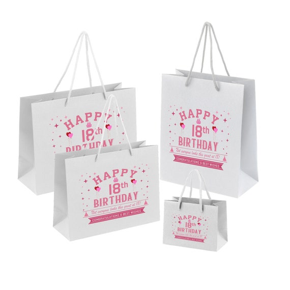 sac cadeau anniversaire en papier recycle rose