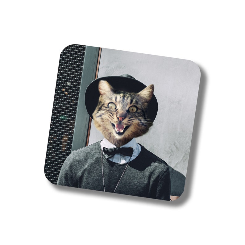 Hipster Cats Coaster Set Pack of 4 or 6 Novelty Coasters Etsy