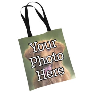 Personalised Photo Tote Bag, Custom Any Image Printed Canvas Tote Shopper Bag, Photo Printed on Both Sides Of Shopping Tote Bag