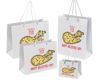 Luxury Valentines Day Gift Bag with Handles Galentines For Girlfriend Boyfriend Wife Husband Gift-You Stole A Pizza My Heart -Punny Gift Bag
