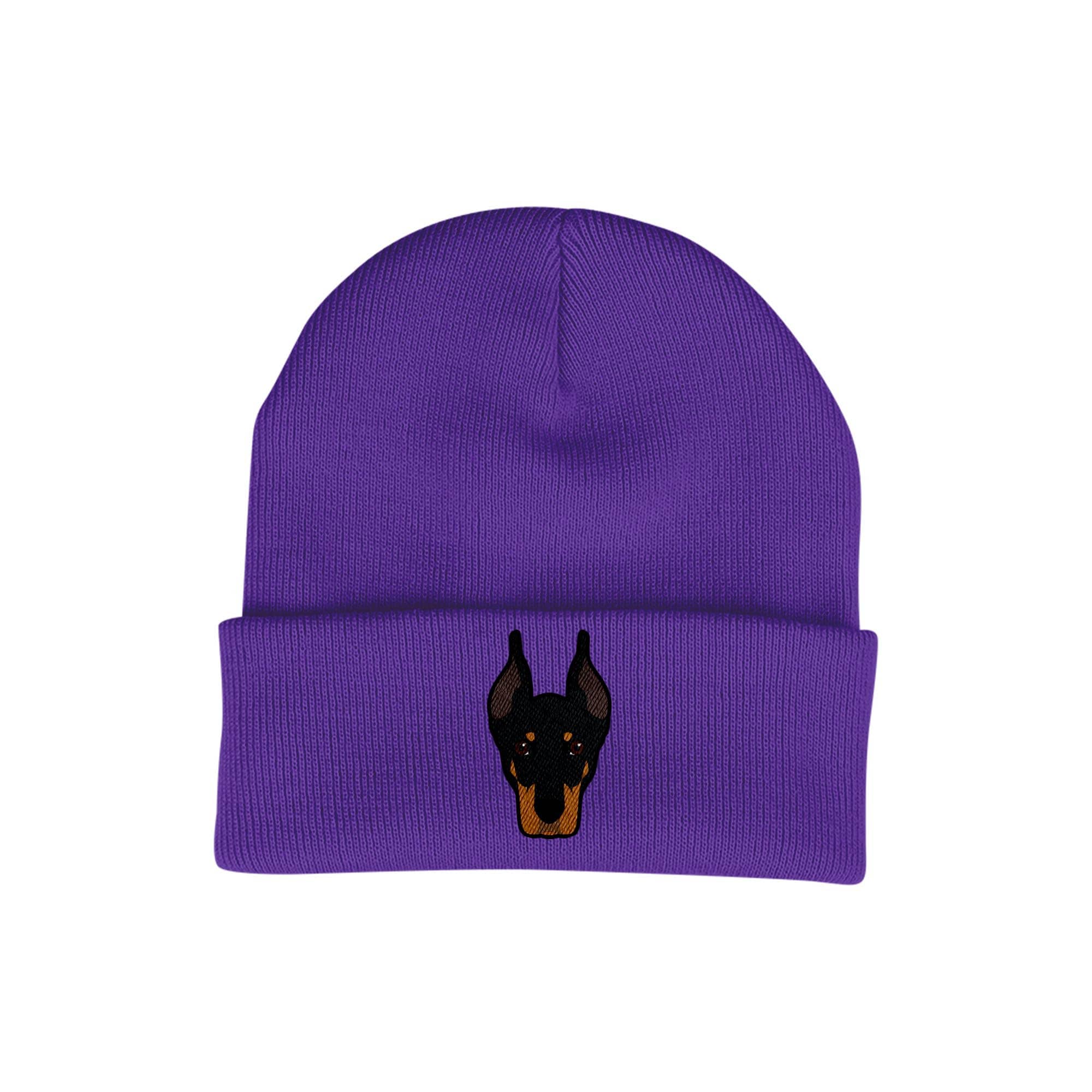 専用　Birth Of idea Beanie purple ideaswam Doberman Beanie Hat - Dog Lovers Gifts for Women - Winter