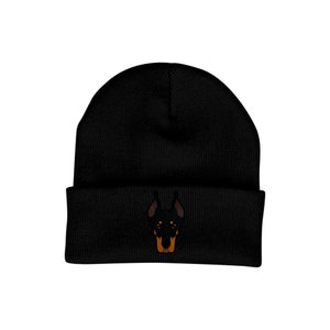 Gorro de dóberman - Regalos para amantes de los perros - Gorros de invierno - Gorros de lana bordados para mujer