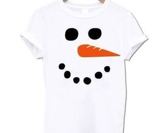 Christmas T Shirt Snowman Xmas Snow Man Face Funny Gift