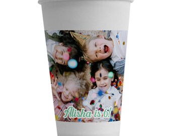 10 aangepaste papieren bekers voor verjaardagsfeestjes Ontwerp je eigen gepersonaliseerde fotopapier Servies, bruiloft verloving babyshower decoraties