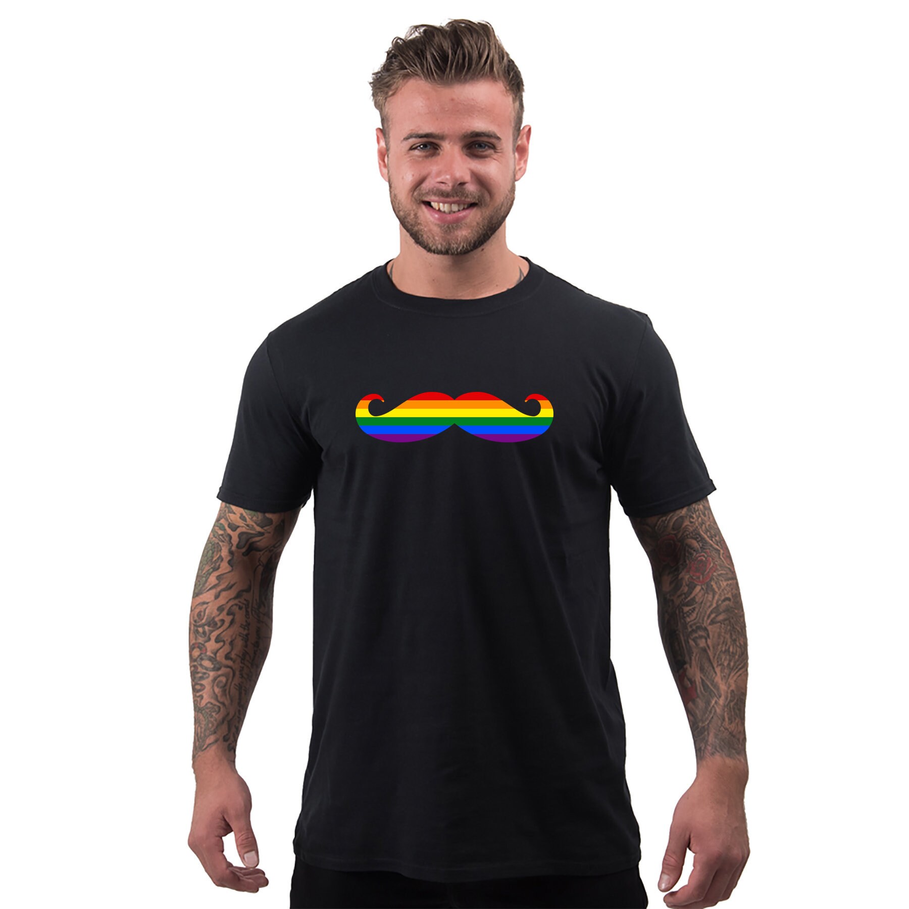 Image of Gay Pride Shirt | Outfit - Rainbow Moustache Lgbtq