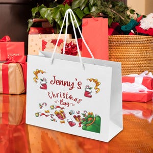 Personalizowana torba na prezenty świąteczne, pończocha świąteczna Secret Santa, prezenty dla dzieci na Wigilię, duże spersonalizowane torby na przyjęcia, pakowanie prezentów
