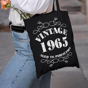 60. Geburtstag Tragetasche - Born 1965 Vintage Baumwolltasche - 60.Geburtstag Geschenk für Frau - 60.Geburtstag Geschenk für Sie
