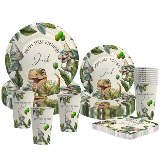 Juego De Vajilla De Dinosaurios Para 20 Personas: Platos, Vasos Y Servilletas Para Fiestas Infantiles