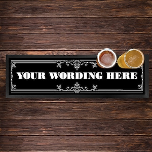 Personalised Long Bar Runner Sign Gift Idea – Personalized Rubber Beer Spill Mat Decor – Bar Accessories Gift for Men - Ornate #1