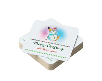 Personalised Beer Mats Christmas Coasters - Drink Mat Packs 24 48 96 Recyclable Cardboard Xmas Tableware Gifts - CO-CARD-XS-012 - Add Text