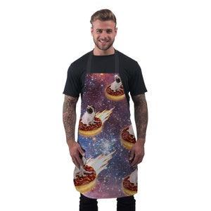 Funny Baking Apron Space Pug Cooking Chef Gift For Men Womens Baking Gift Full BBQ Grilling Kitchen Apron Pub Donut image 3