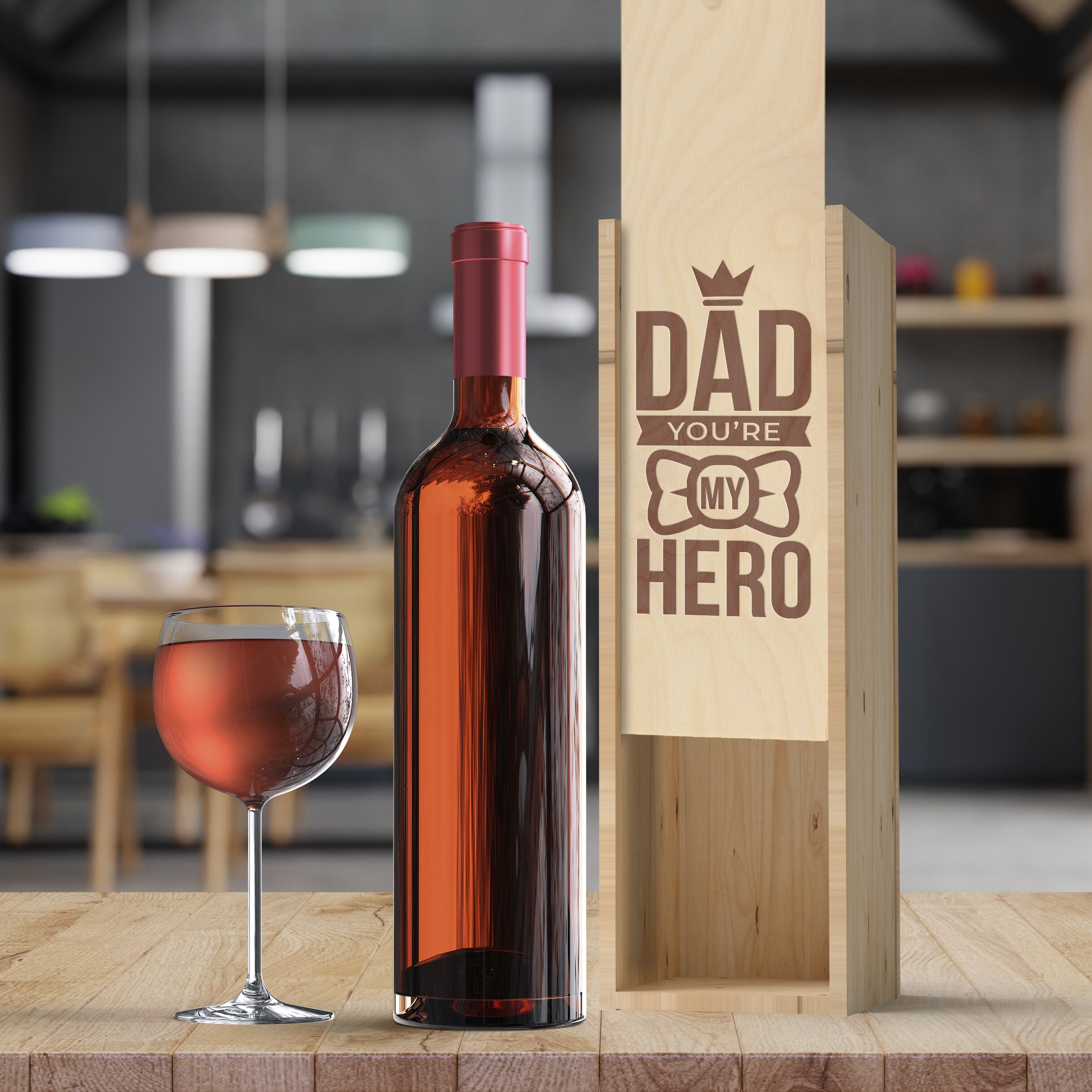 Fathers Day Gifts for Dad Engraved Wooden Wine Box Gift Etsy