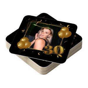 Decorazioni per feste di compleanno per 30 anni di qualsiasi anno - Sottobicchieri con foto, bomboniere personalizzate per feste - Decorazioni personalizzate per tavoli di compleanno