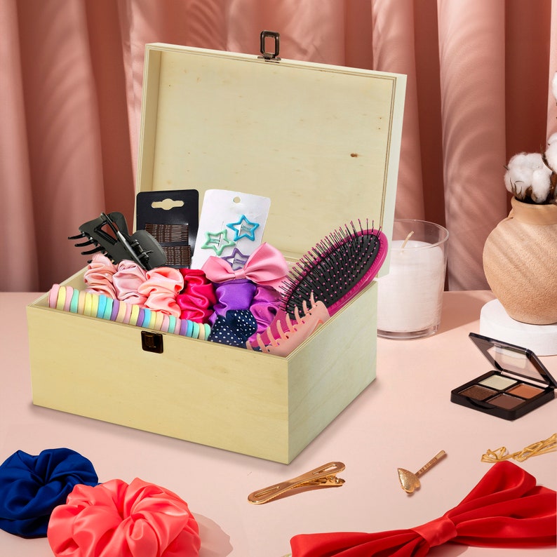 Girls Personalised Hair Accessories Storage Box, Includes Assortment of