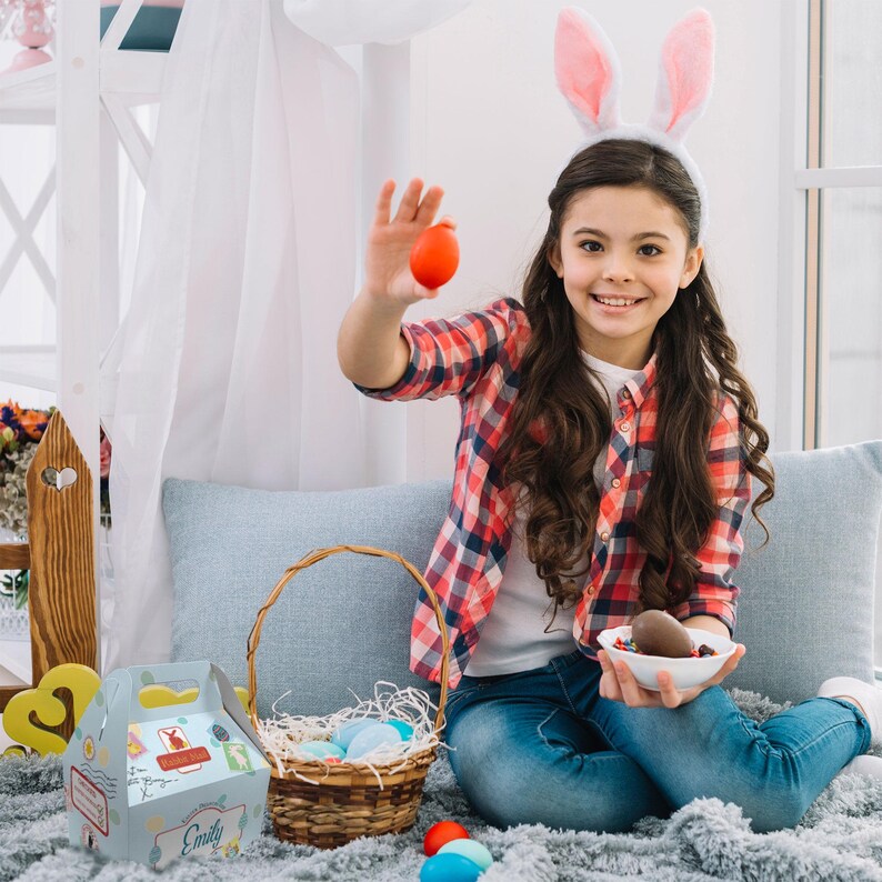 Personalised Easter Egg Treat Box Gift Bags for Kids Children's Egg ...