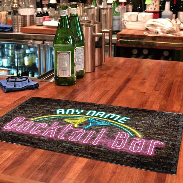 Personalised Bar Towels for Home Pub | Neon Beer Towel Mats | Accessories for Cocktail Bars - 30cm x 50cm - BAR-TOW-S-098 - Add Name/Text