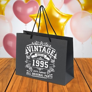 Borsa regalo di lusso per il 30° compleanno 1995 - Nero, bianco o grigio, piccola grande - Borsa regalo ecologica per figlio, figlia, fratello, sorella, lei o lui