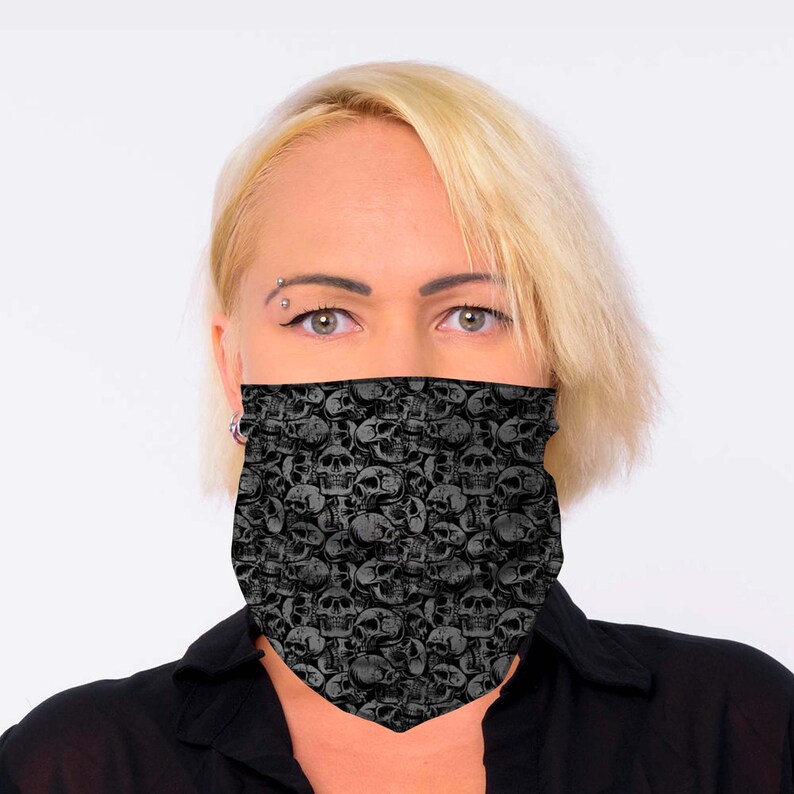 Face Mask fabric covering Tubular Neck Warmer Grunge Skulls Etsy