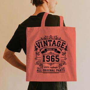 Einkaufstasche zum 60. Geburtstag für Frauen 1965 geboren Wiederverwendbare Einkaufstasche Einkaufstasche aus Canvas für Mutter Schwester Tante Oma Frau Tochter Freund