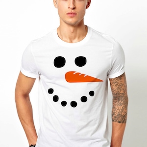 Maglietta di Natale Pupazzo di neve Natale Pupazzo di neve Faccia Regalo divertente Presente Uomo Unisex REGALO DI NATALE