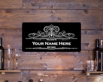 Personalised Bar Sign for Home Bar Gifts - Metal Signs Tin Plaques for Home Pub Man Cave Garden Bars 12 - 400mm x 200mm