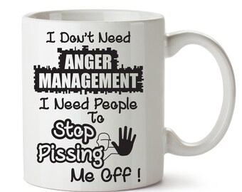 Funny Mugs - Novelty Mug Tea Coffee Cup Gifts - Birthday Presents for Men Women Him Her - Anger Management