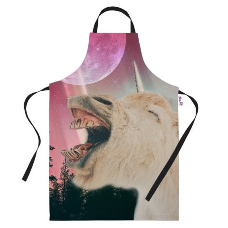 Funny Baking Apron Wild Unicorn \u2013 Novelty Cooking Chef Gift For Men \u2013 Womens Baking Gift Full BBQ Grilling Kitchen Apron