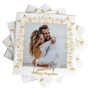 100 Personalised Photo Napkins For Wedding Anniversary Engagement Party Tableware, Custom Disposable Paper Serviettes