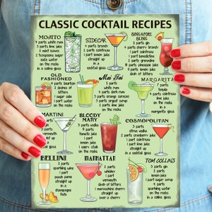 Cocktailrecept met metalen barborden vintage stijl - Accessoires voor thuisbar Bar Schuur Man Cave cadeau - 3 maten - Cocktailrecepten