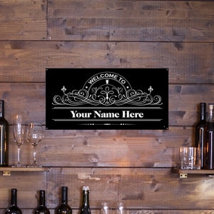 Personalised Bar Sign for Home Bar Gifts - Metal Signs Tin Plaques for Home Pub Man Cave Garden Bars 26 - 400mm x 200mm