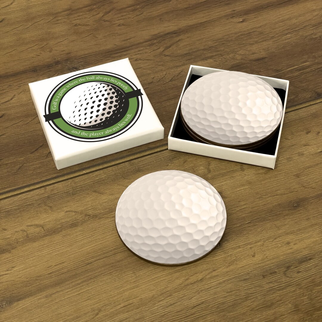 Golf Ball Drink Coasters gift Box Set of 4 Novelty Coasters Etsy