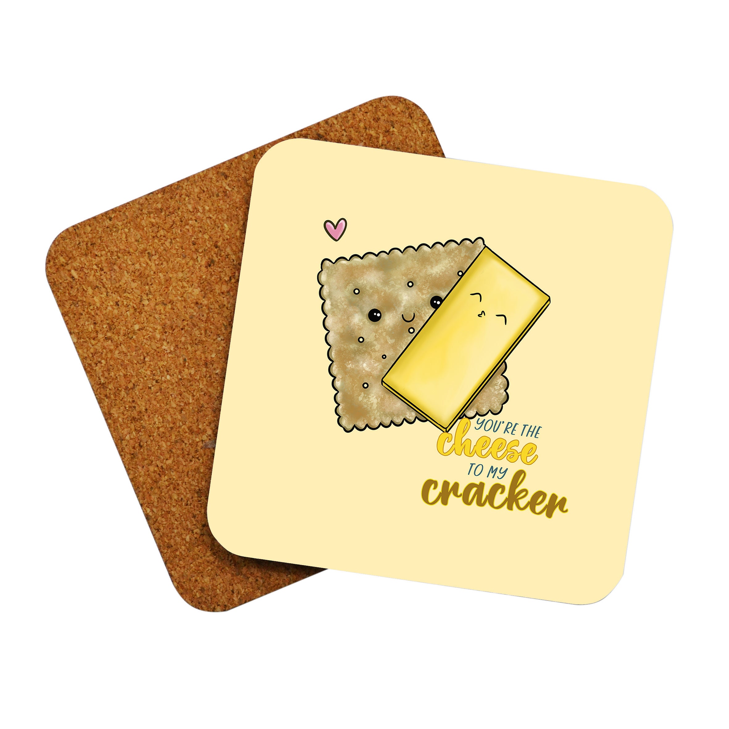 Cute Coaster For Anniversary, Birthday Gifts Non-Slip Cork Drink Coasters For Her Him Friendship Gift for Special Occasion Cheese & Cracker