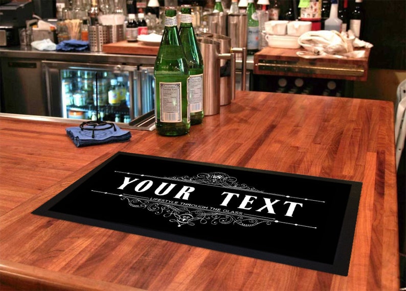 Personalised Bar Runner Bar Mat Gift Idea Customised Rubber Bar Mat Spill Mat Home Bar Décor Bar Accessories Gift For Men image 1