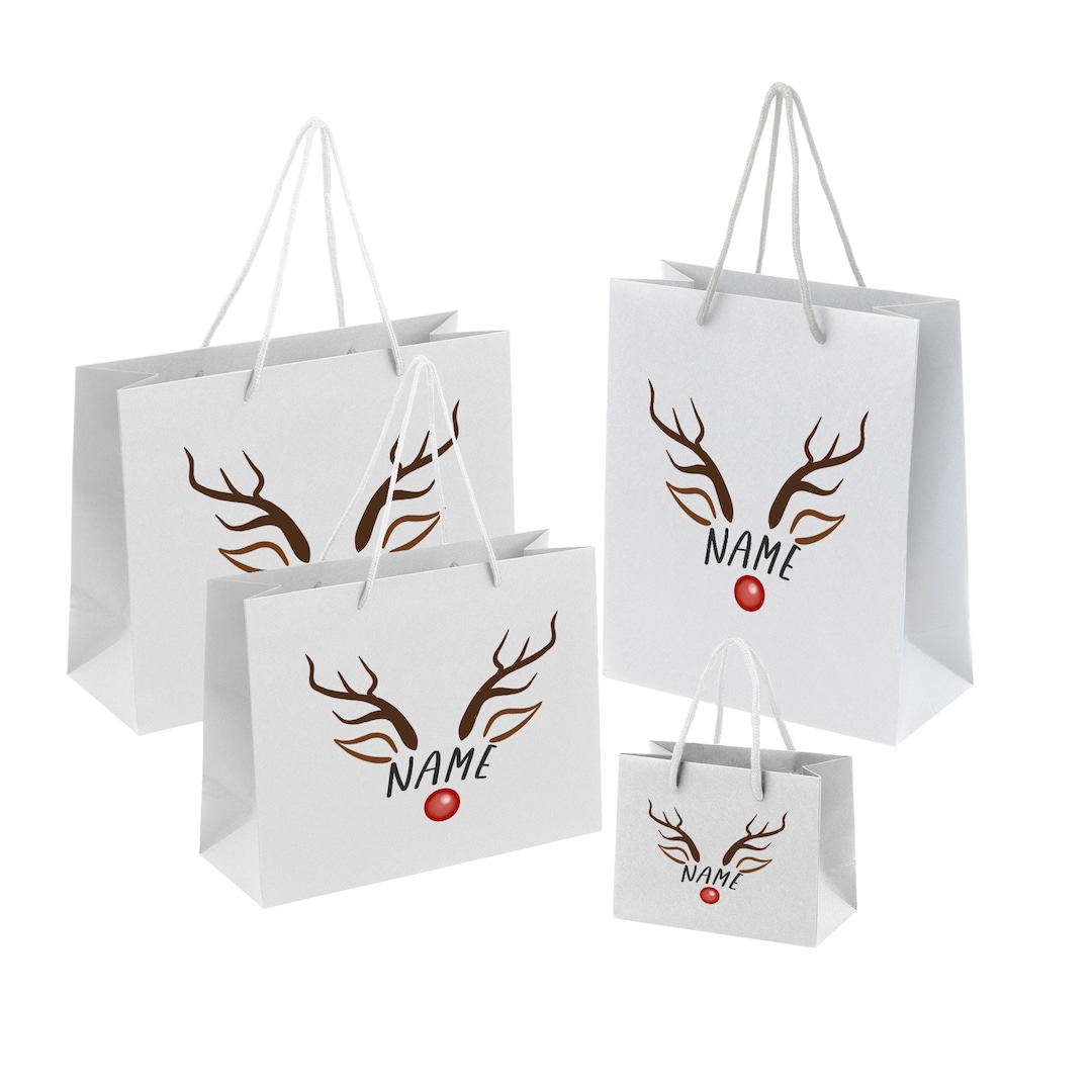 Personalised Christmas Gift Bags Black, Grey, White Festive Xmas Gift