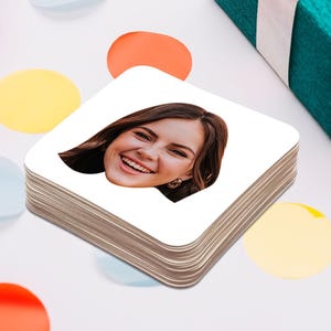 Sous-bocks personnalisés avec photo grosse tête, sous-bocks d'anniversaire personnalisés, décorations de table de mariage, cadeaux, enterrement de vie de jeune fille, cadeau de fête des pères
