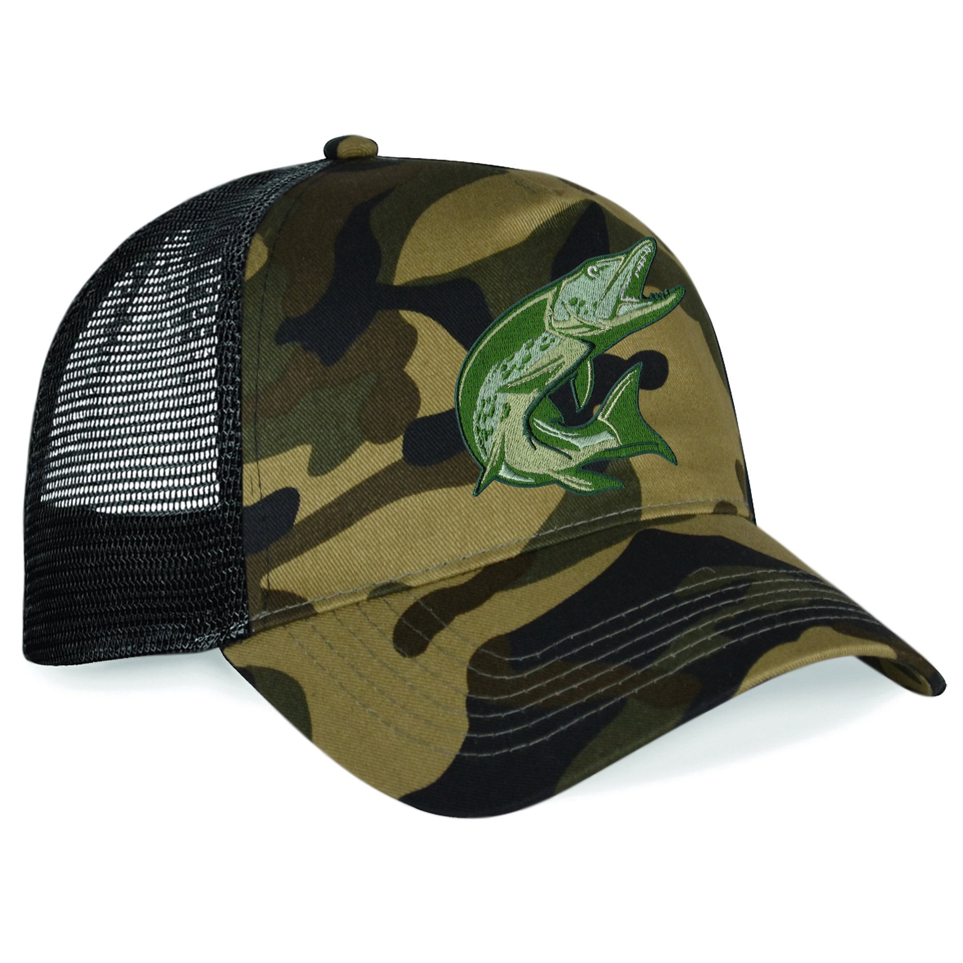 Pike Fishing Trucker Snapback Hat 