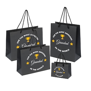 Luxus-Geburtstagsgeschenktüten für Opa - Erhältlich in Schwarz, Weiß, Grau, kleine, mittelgroße Geschenktüte für ihn, beste der Welt