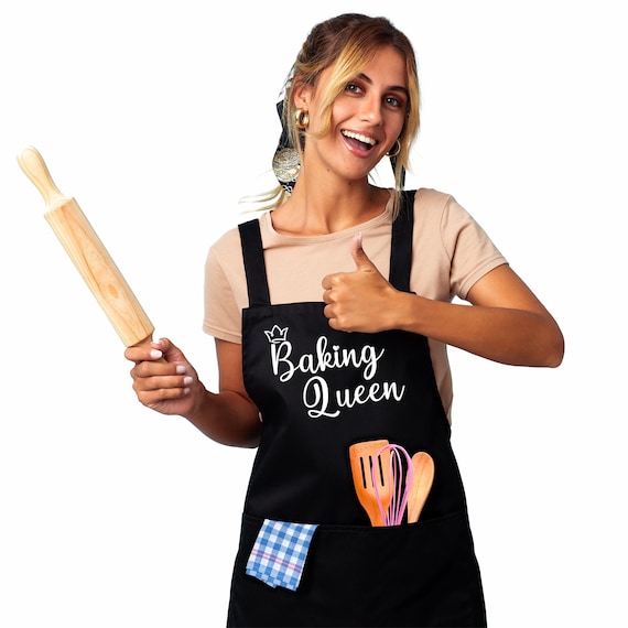 Funny Aprons for Women with 2 Pockets, Queen of the Kitchen Apron for Cooking  Chef Baking, Gifts for Mom Wife Friends Birthday Mothers Day 