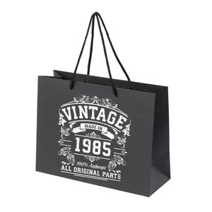Borsa regalo di lusso per il 40° compleanno 1985 - Nero, bianco o grigio, piccola grande - Borsa regalo ecologica per mamma, papà, fratello, sorella, lei o lui