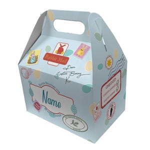 Personalised Easter Egg Treat Box Gift Bags For Kids Children&#39;s Egg Hunt, Easter Bunny Rabbit Mail Treat Basket For Easter Party - Baby Blue