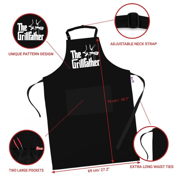 Funny BBQ Apron Novelty Aprons Cooking Gifts for Men 100% Cotton 2 Pockets  the Grillfather Gift for Fathers Day -  Sweden