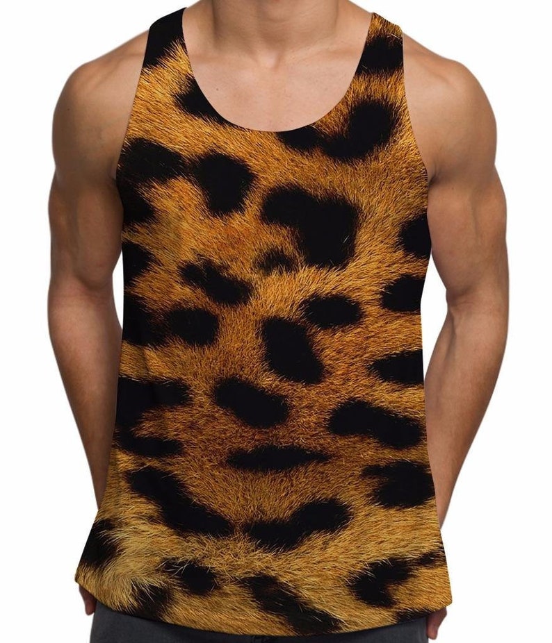 Mens Holiday Tank Top Leopard Print Vest Festival Clothing Etsy
