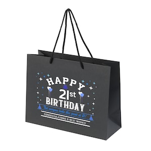 Sacs-cadeaux pour 21e anniversaire - Disponibles en noir, blanc et gris, petit, moyen ou grand, pour fils, fille, frère et soeur