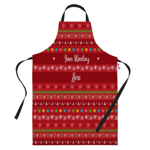 Personalised Christmas Apron - Baking Kitchen Cooking Xmas Gift Idea - Aprons for Women Men - Custom Personal Message Apron