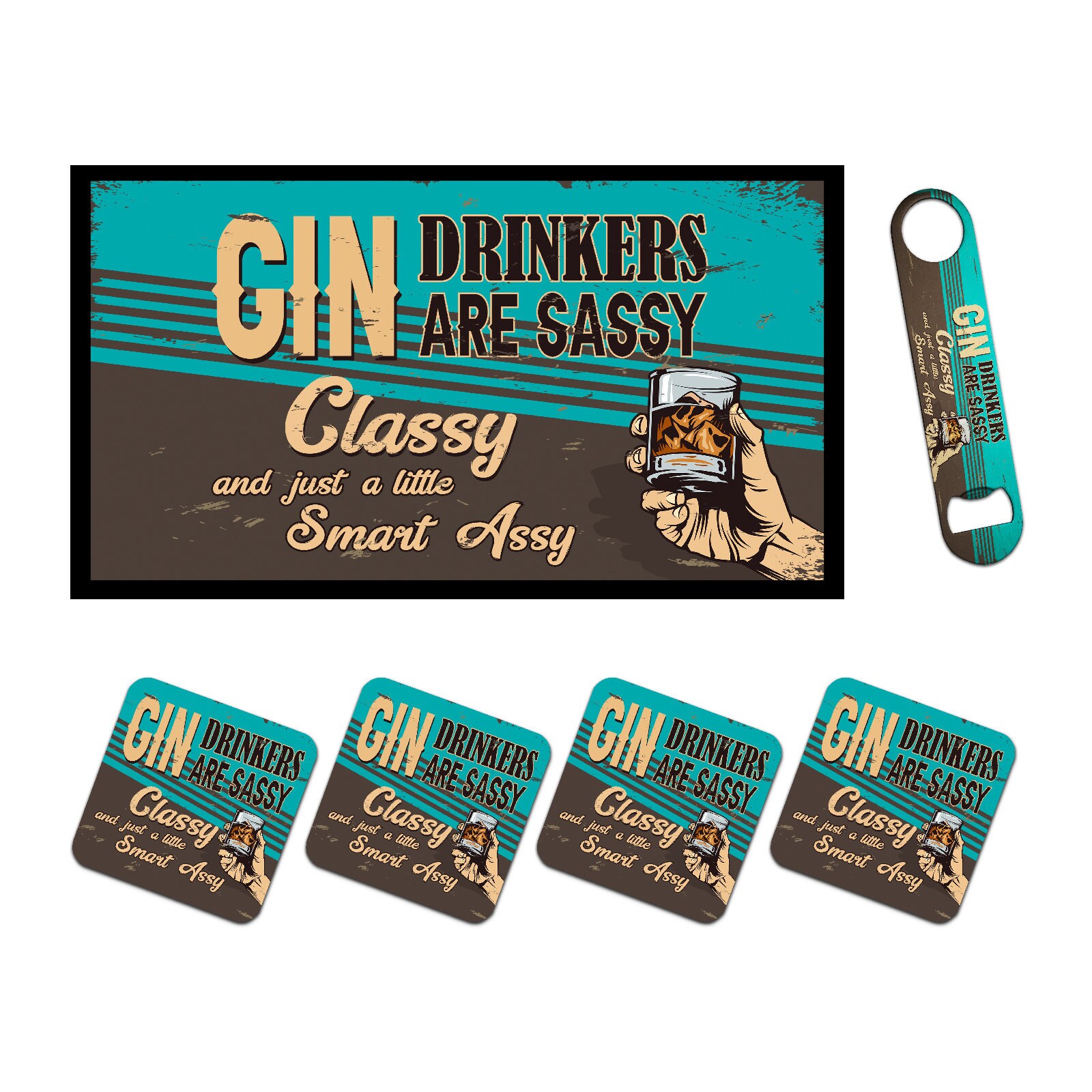 Bar Runner Mat Matching Bottle Opener and 4 x Drinks Coasters Etsy