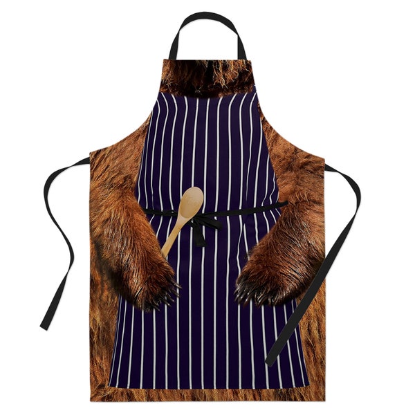 Funny Baking Apron Bear Outfit – Cooking Apron Chef Gift For Men – Women's Baking Gift Full BBQ Grilling Kitchen Apron